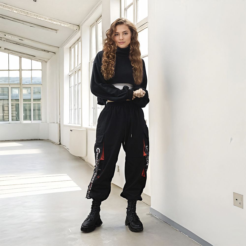 Cargohose, Damen-Cargohose, weite Hose, Streetwear-Hose, Techwear-Hose