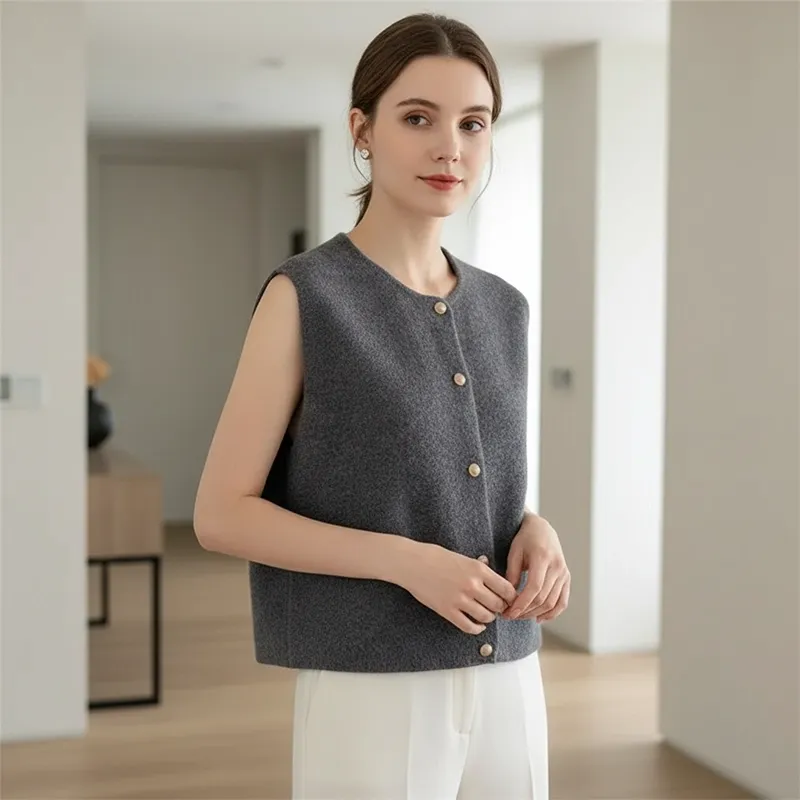 women cardigan, sleeveless cardigan, crew neck cardigan