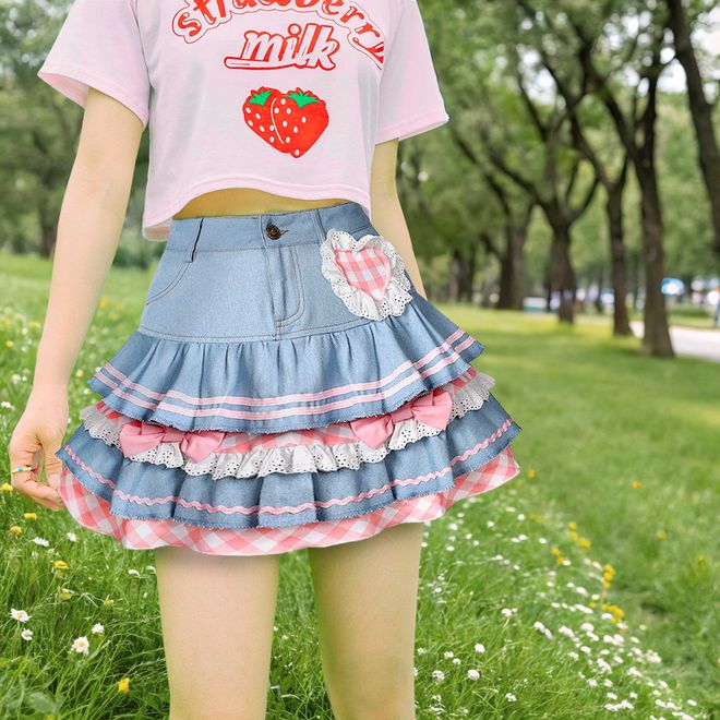 Minirock, hoch taillierter Minirock, Rock mit doppelter Lage, Kawaii Rock, japanischer Minirock