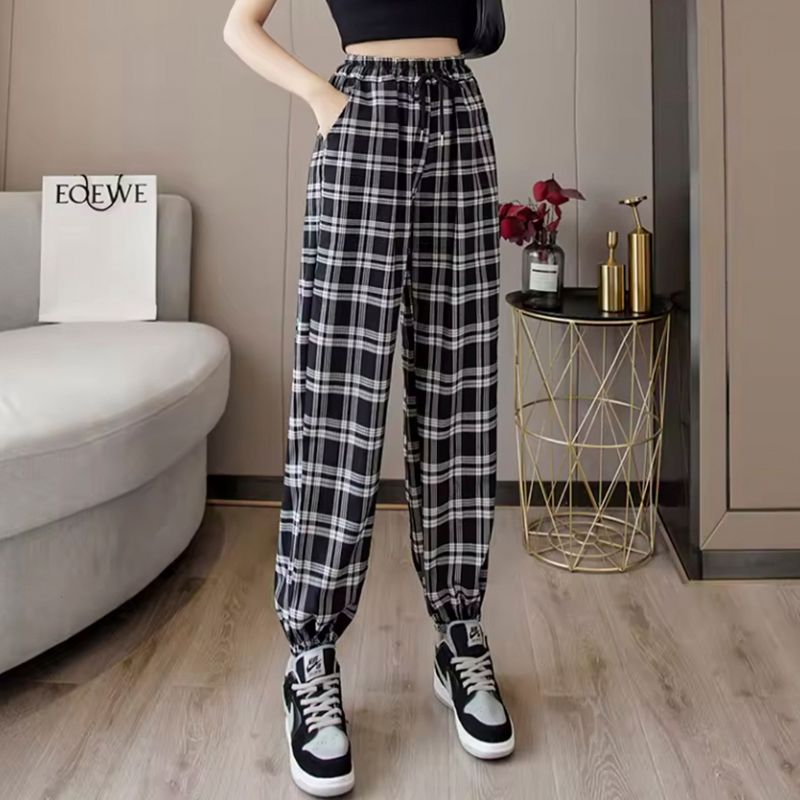 karierte Hose, Damenhose kariert, locker geschnittene Hose