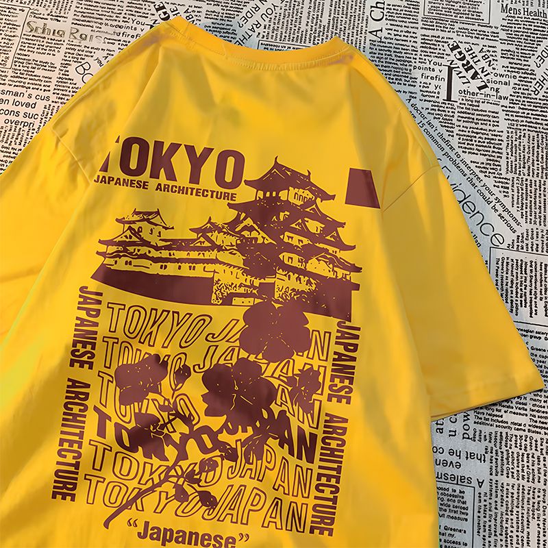 Japanese Style Oversized T-Shirt for Women KIMONOMO Yellow