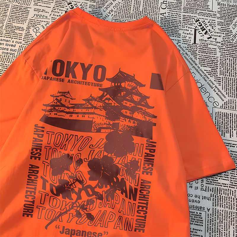 Japanese Style Oversized T-Shirt for Women KIMONOMO Orange