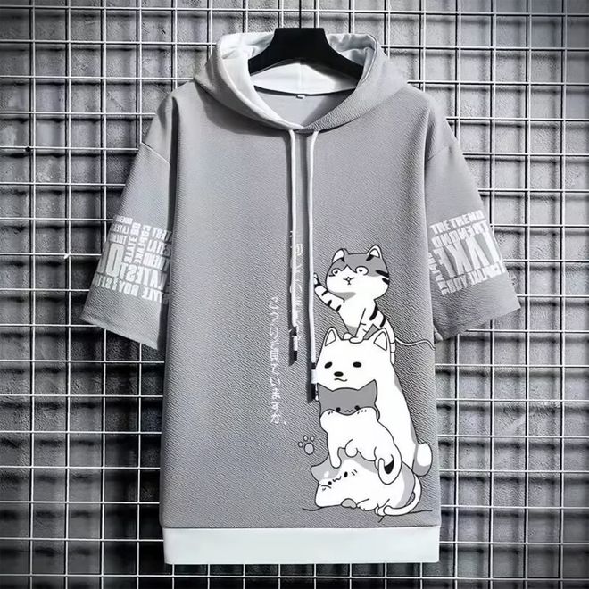 Herren-T-Shirt, Kapuzenshirt, T-Shirt mit Katzenmotiv